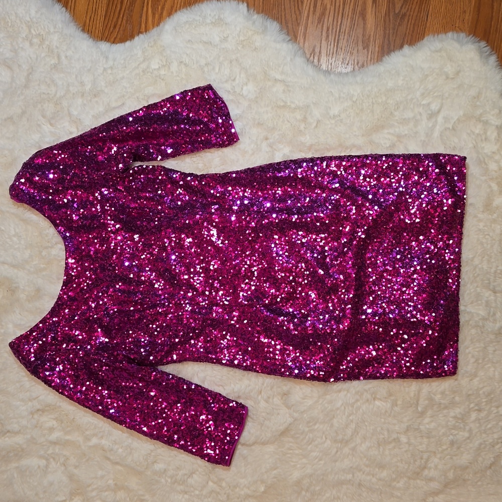 Lulus Pink Sequin Midi Mini Dress size Large